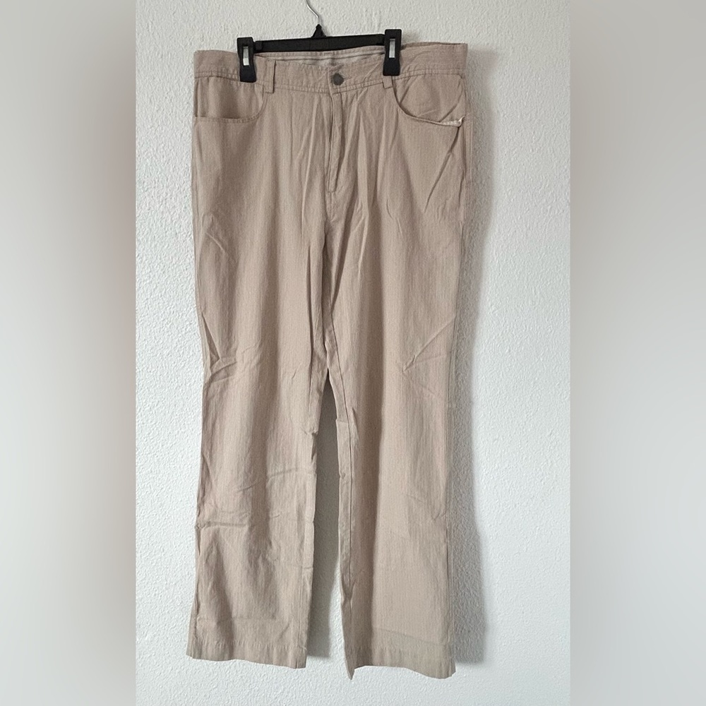 Calvin Klein men’s khaki striped straight leg pants Sz 34x33